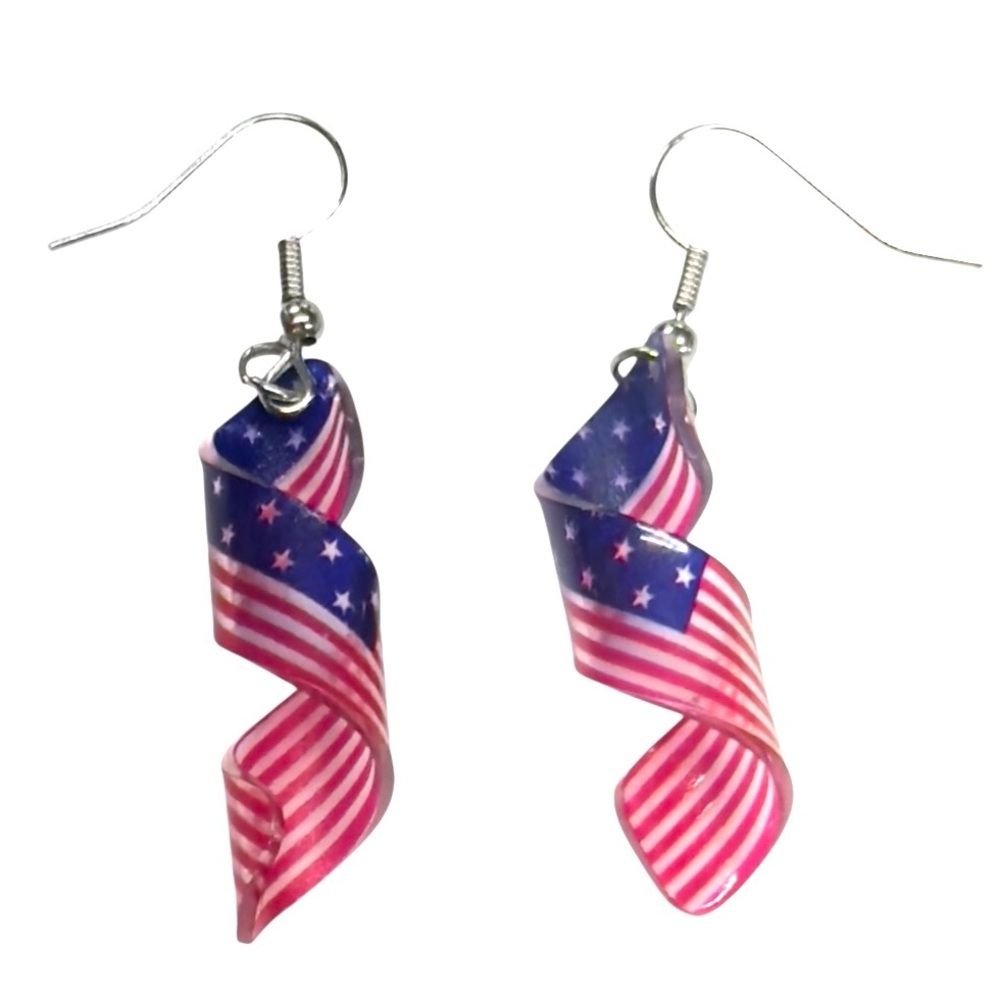 UNBRANDED Spirit Of Freedom SPIRAL AMERICAN Flag Earrings